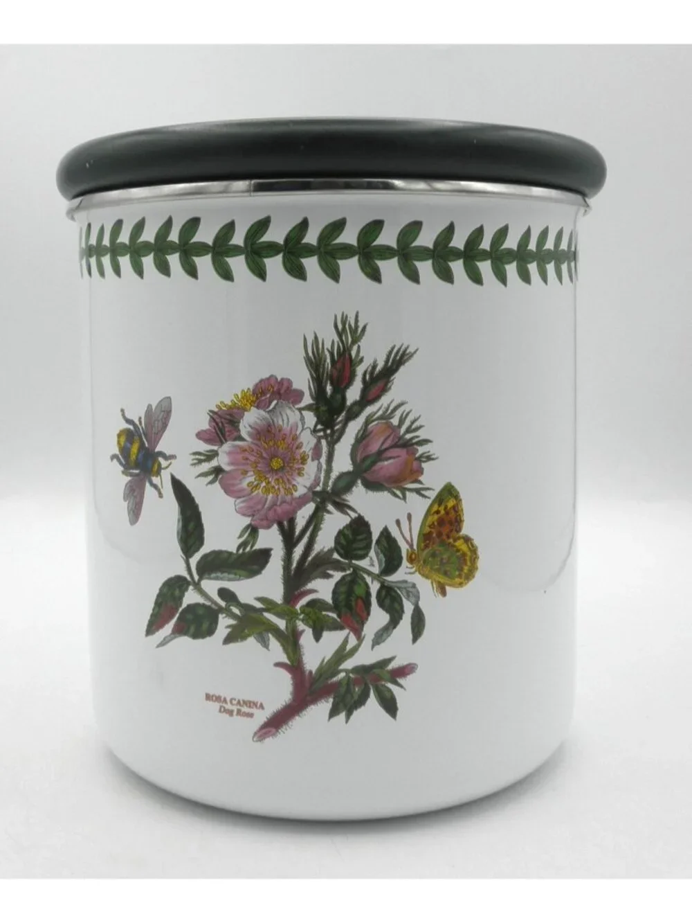 Portmeirion Botanic Garden Medium Metal Canister w/Wood Lid Dog Rose PRTBOG